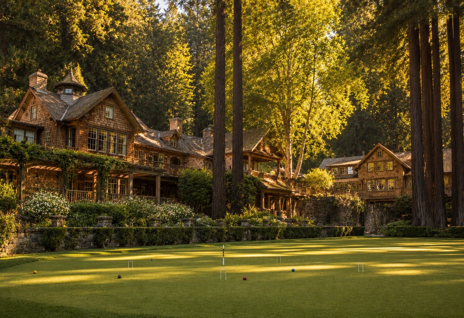 Meadowood Napa Valley estate lodge surrounded by ancient oaks and vineyard estate